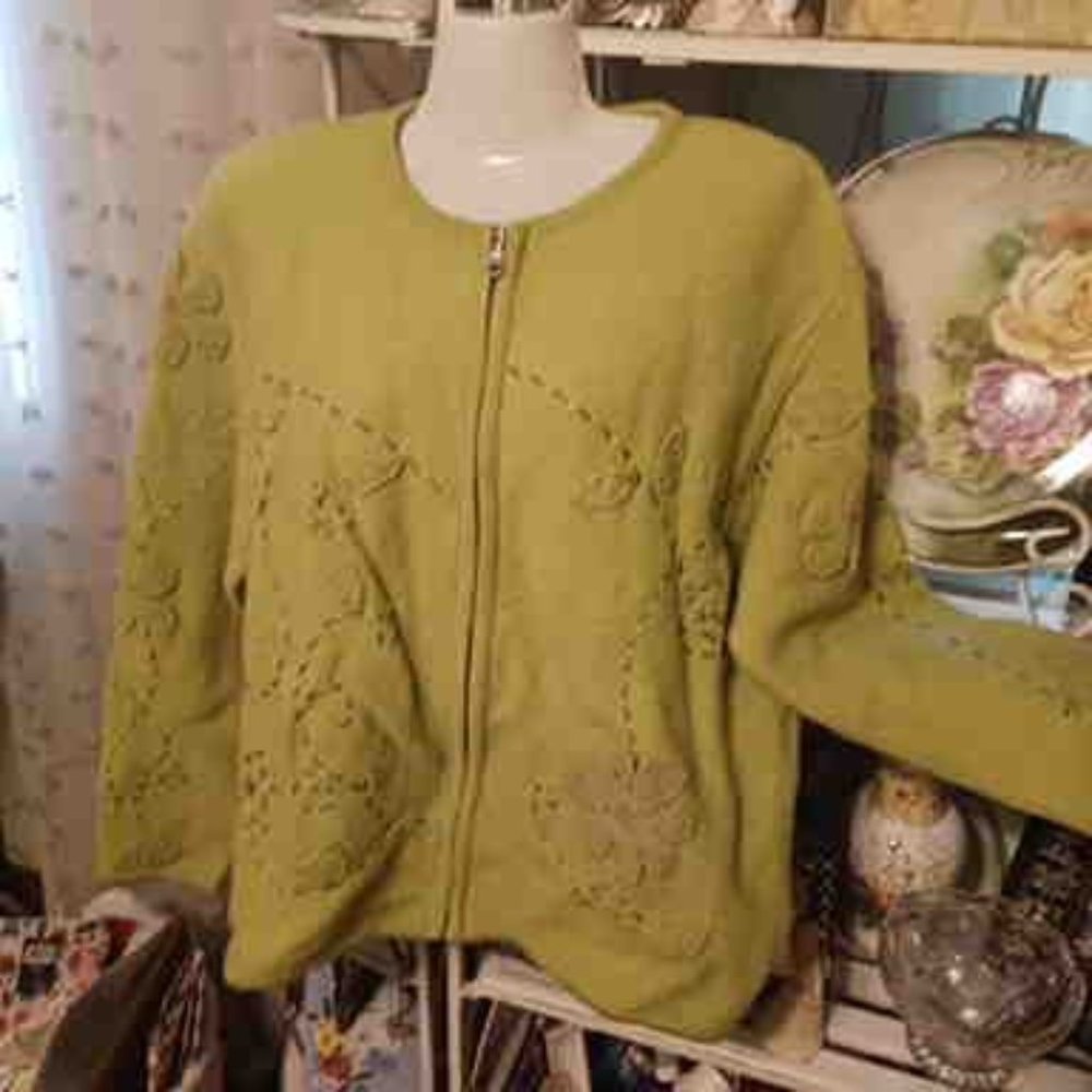 Coldwater Creek Sweater with flower appliques